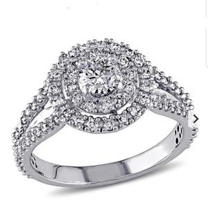 14k White Gold Halo Diamond Engagement Ring